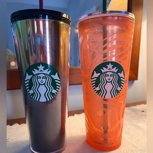 Collection of 2 Starbucks cold cups.